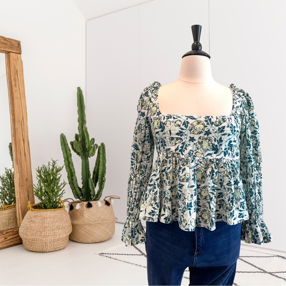 Pilcro Long Sleeve Floral Babydoll Top